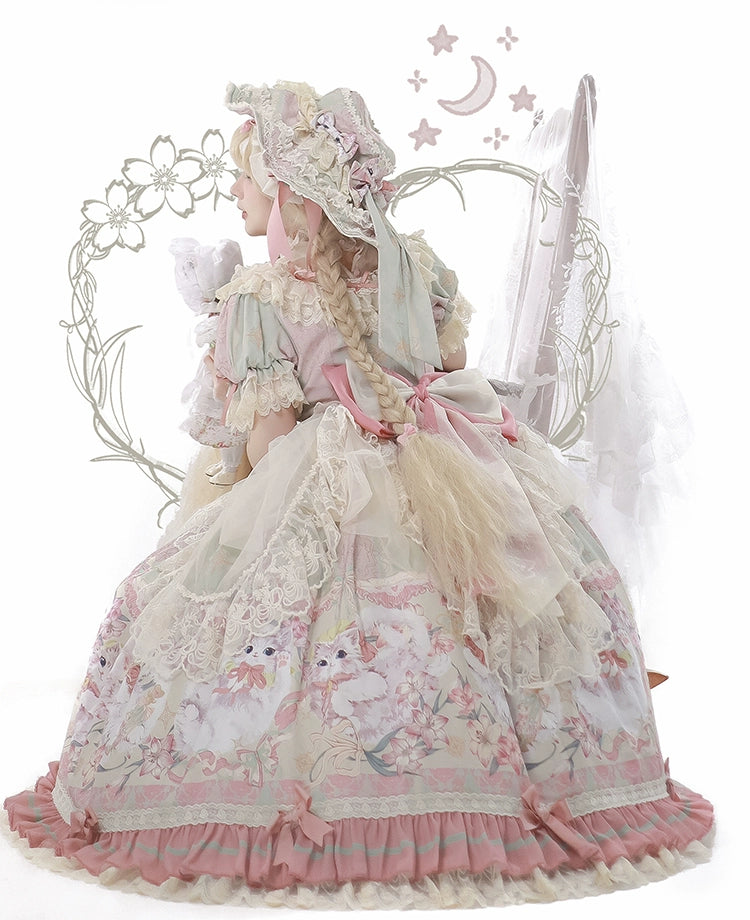 Bolero~Liliana Cat~Sweet Lolita Gorgeous OP Dress with Soft Lace & Organza 42986:760535