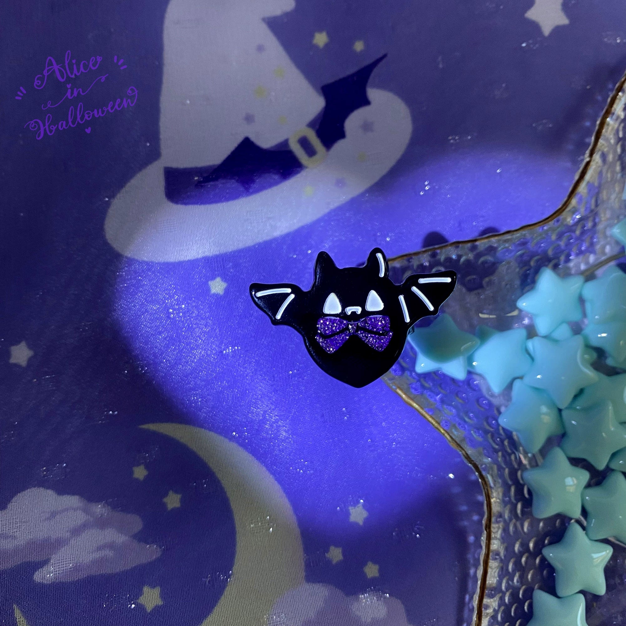 Halloween Alice - Chubby Bat - Halloween Colorful Beads Lolita Necklace, Bat Accents Large Bat - Ring