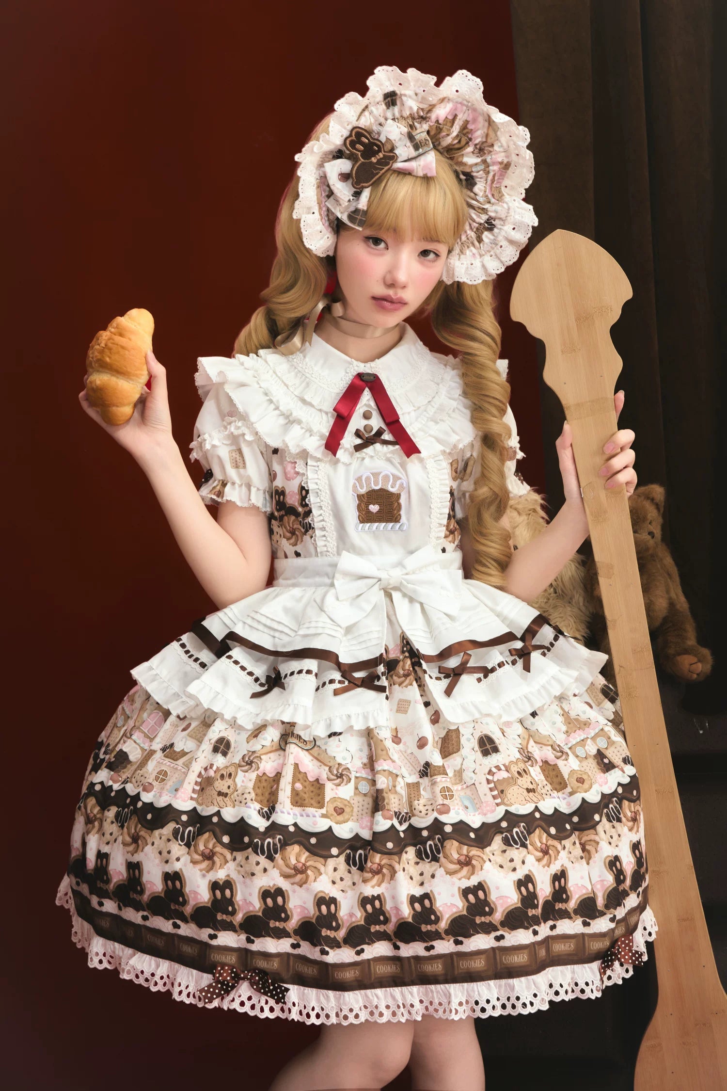 Bunny Gingerbread House - Kawaii Lolita Printed OP Dress with Bows (2XL L M S XL) 45275:843195