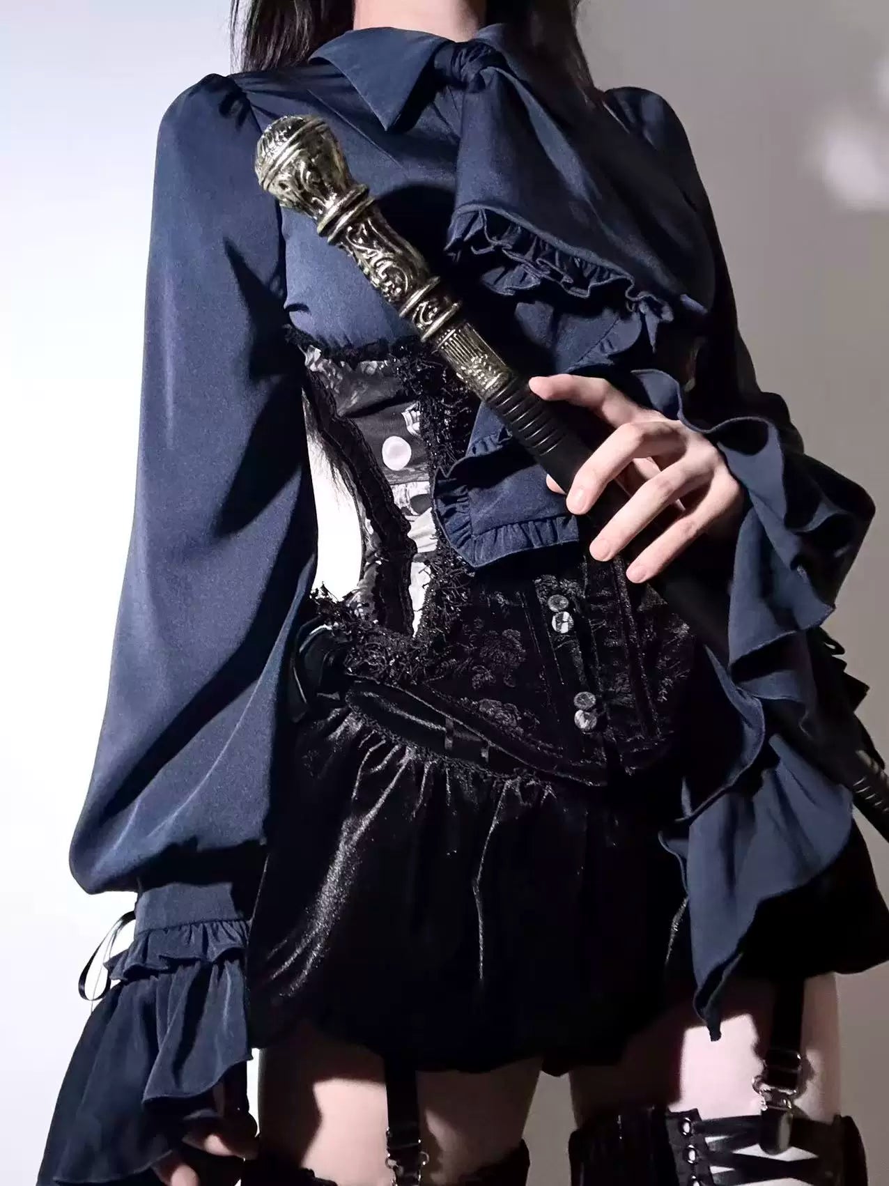 Moon Knight - Ouji Lolita Lantern Sleeve Blouse, Detachable Cuffs