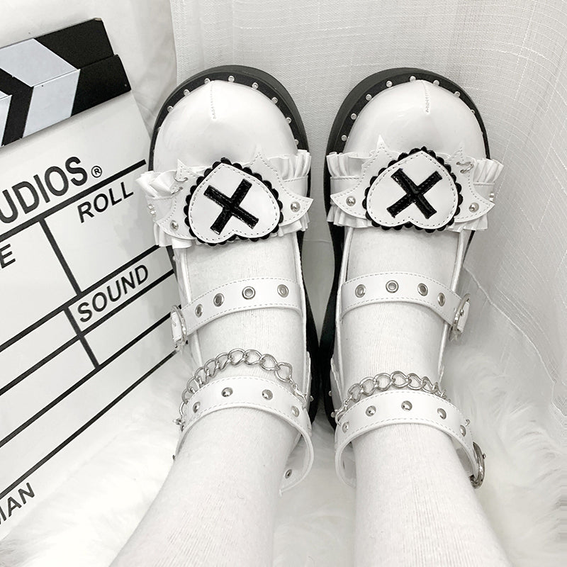 Beauty Bunny - Sweet Academy - Gothic Lolita Shoes Thick Sole Y2K Lolita Shoes 34 Patent leather white
