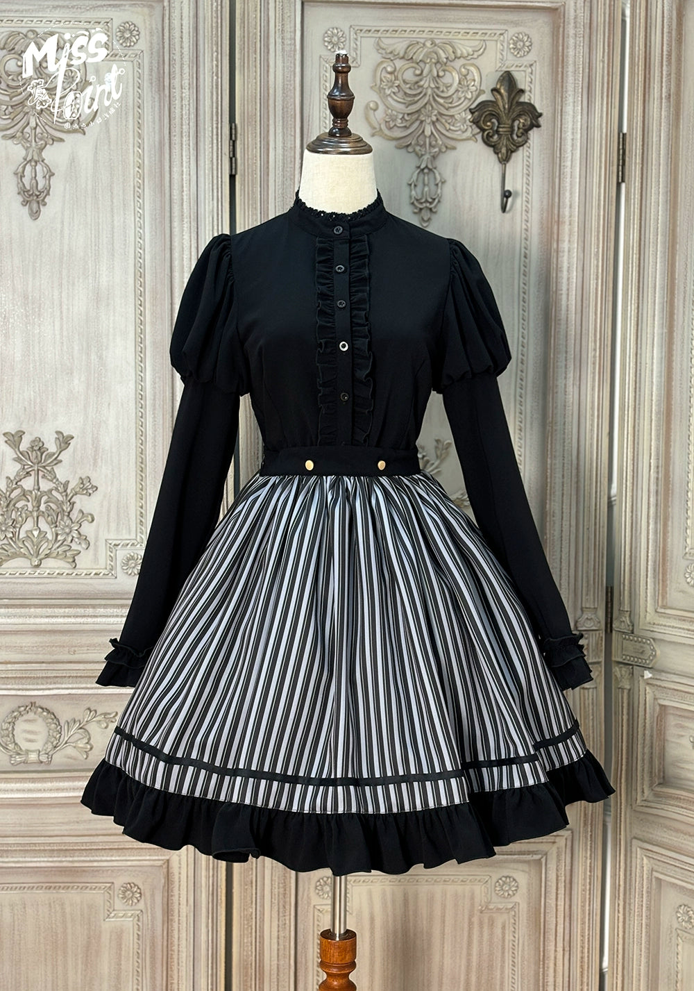 Miss Point - Classical Chocolate - Classic Lolita Skirt Elegant Striped SK 40814:676818
