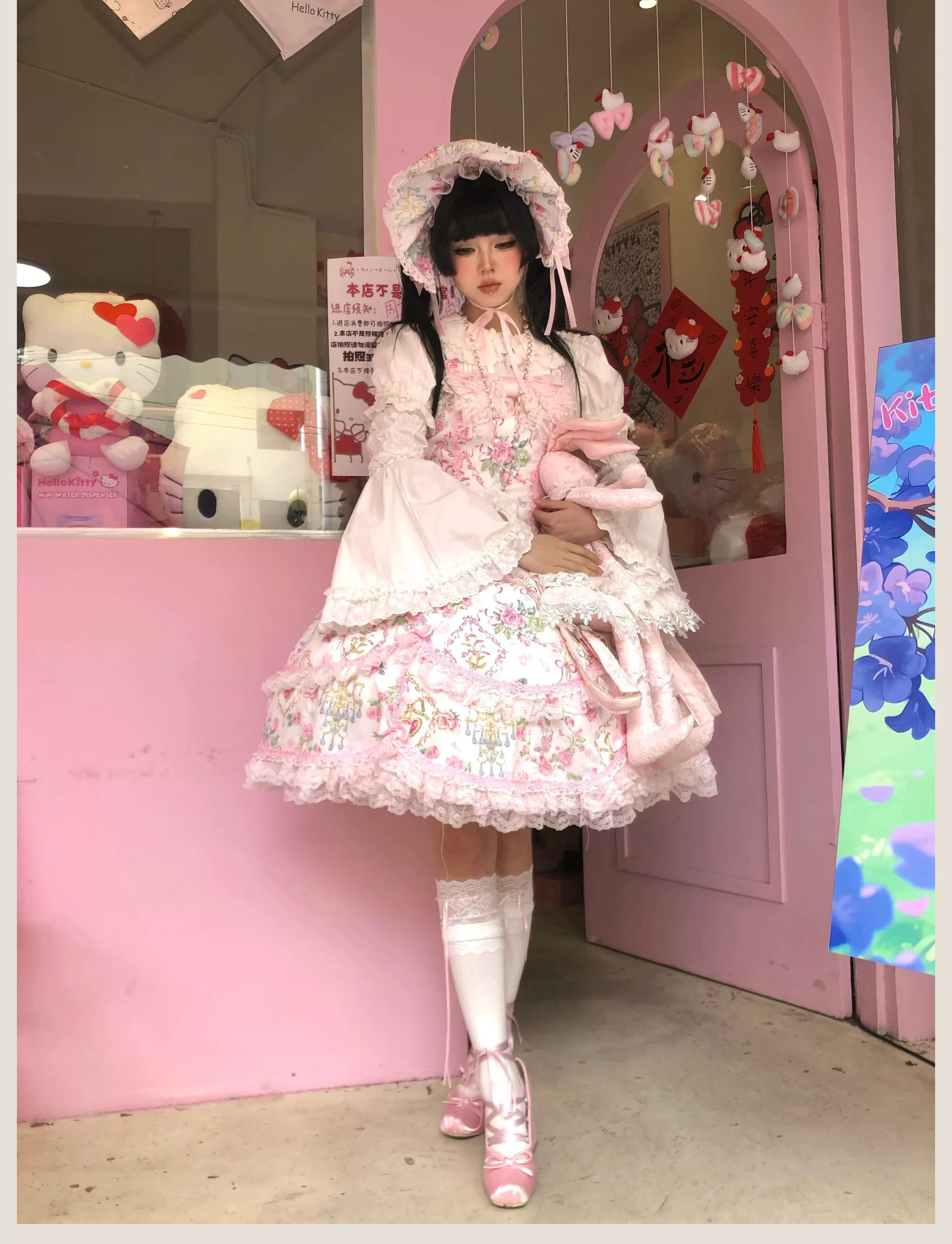 Spring 2025 - Floral Old School Lolita JSK Dress, Lace Trims 42950:847918