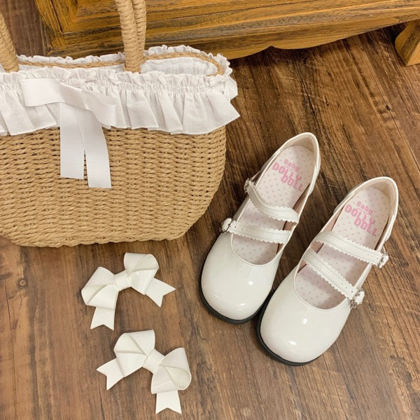 Dolly Doll~Apple Candy~Mary Jane Lolita Shoes Bow PU Low-Mid Heel Shoes 35 White (35 36 37 38 39 40 / White) 32682:408346