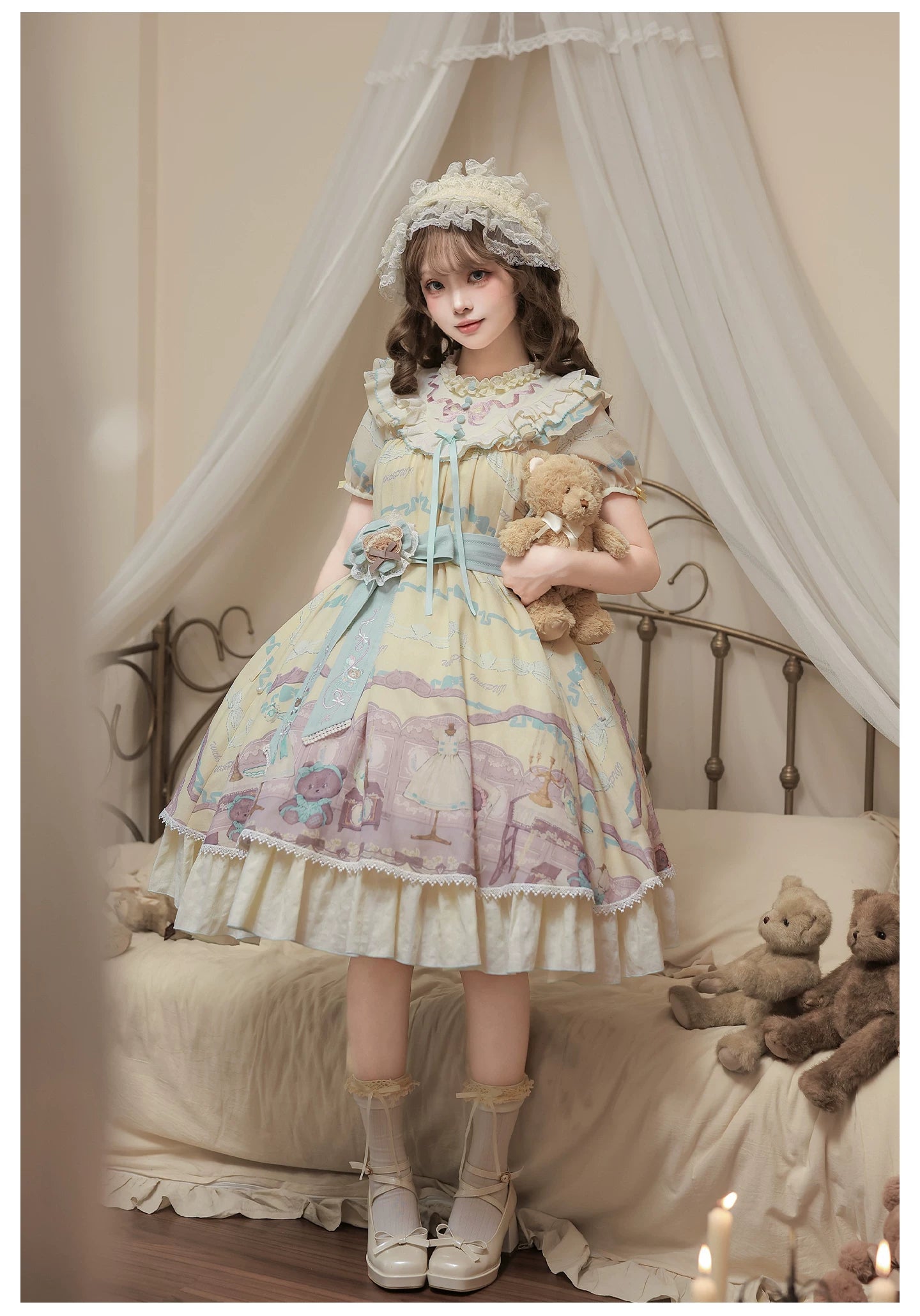 Brown Dollhouse SP - Kawaii Lolita Dollhouse Printed OP Dress with Embroidery 45551:855806