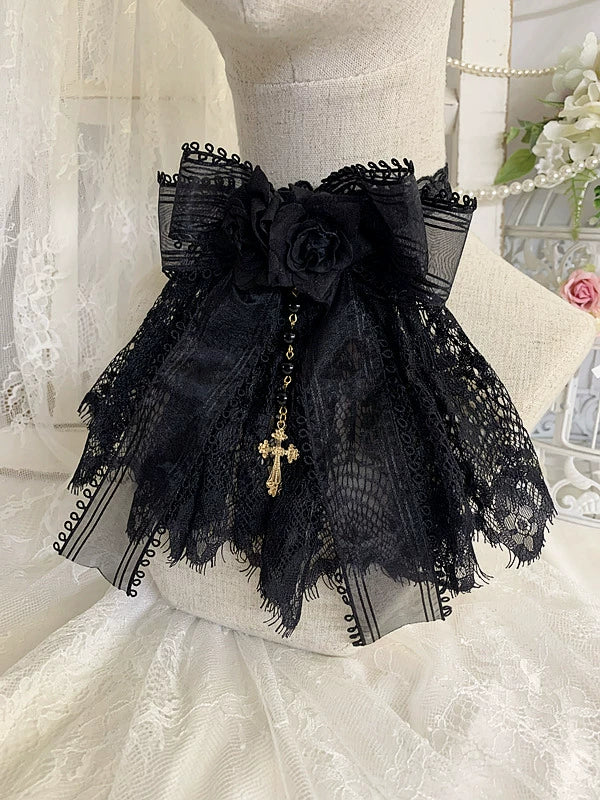 Sweet Jelly Lolita - Black Gothic Lolita Necklace Lace Lolita Brooch