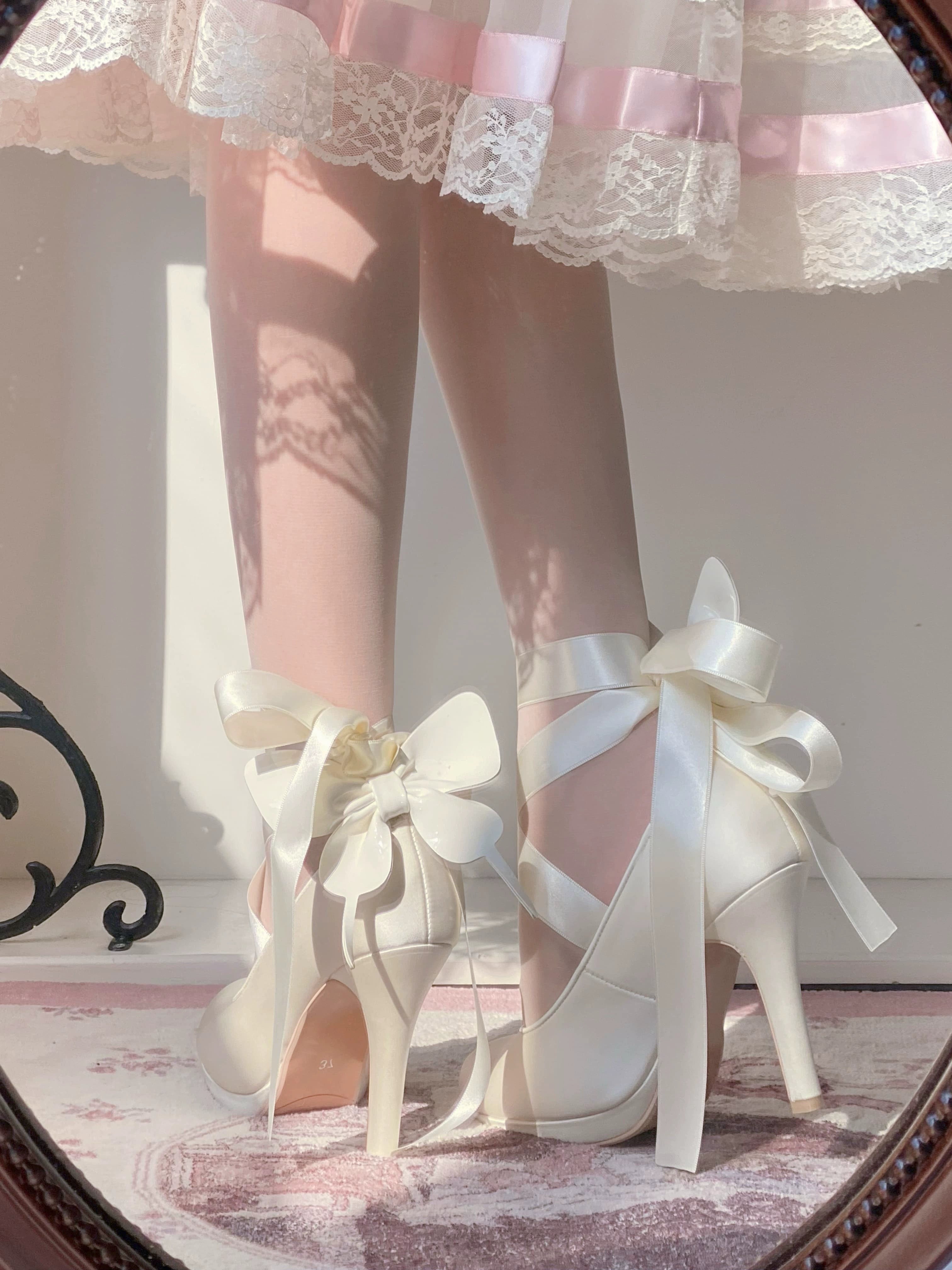 Pure Tea For Dream~Butterfly Specimen~Ballet Style Lolita Shoes Elegant Platform Lolita Heels 40134:650322