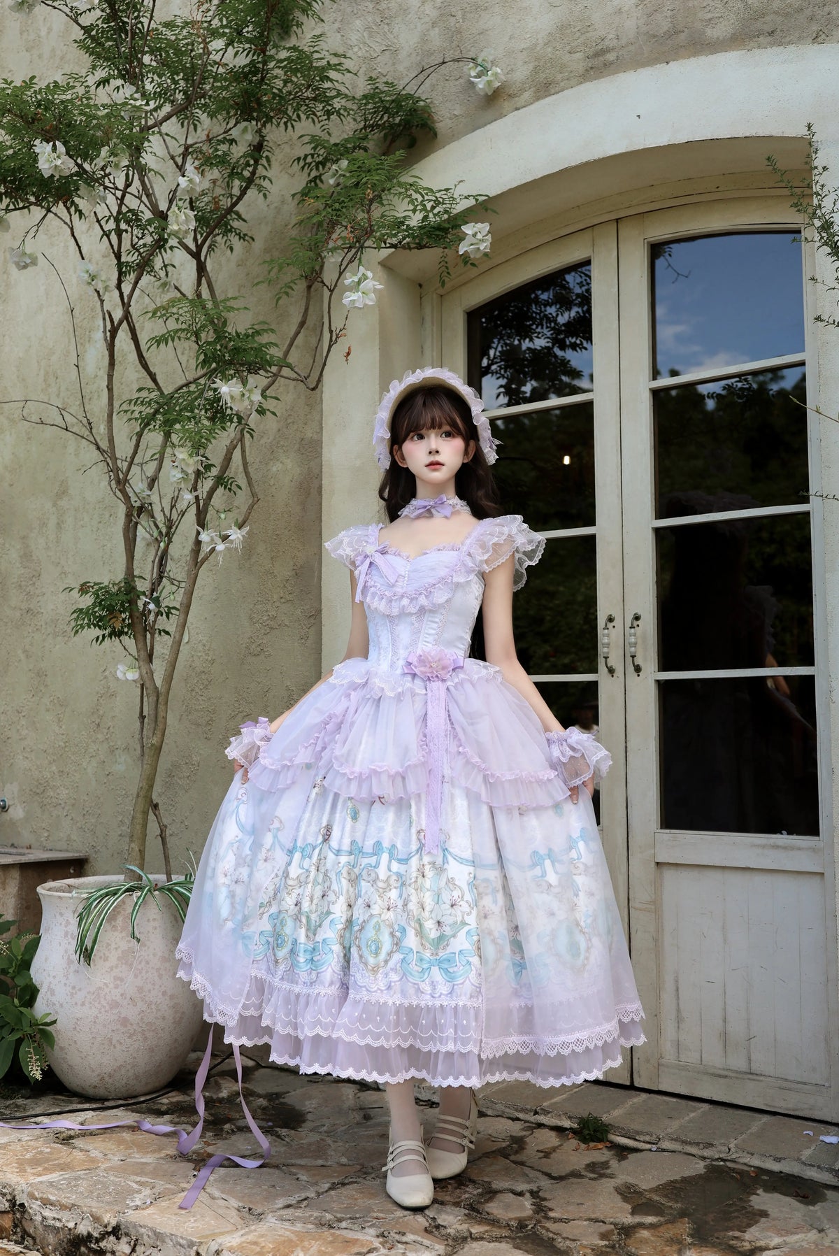 Lily Narrative - Classic Lolita JSK Dress Set, Lily Floral Print 46095:874903
