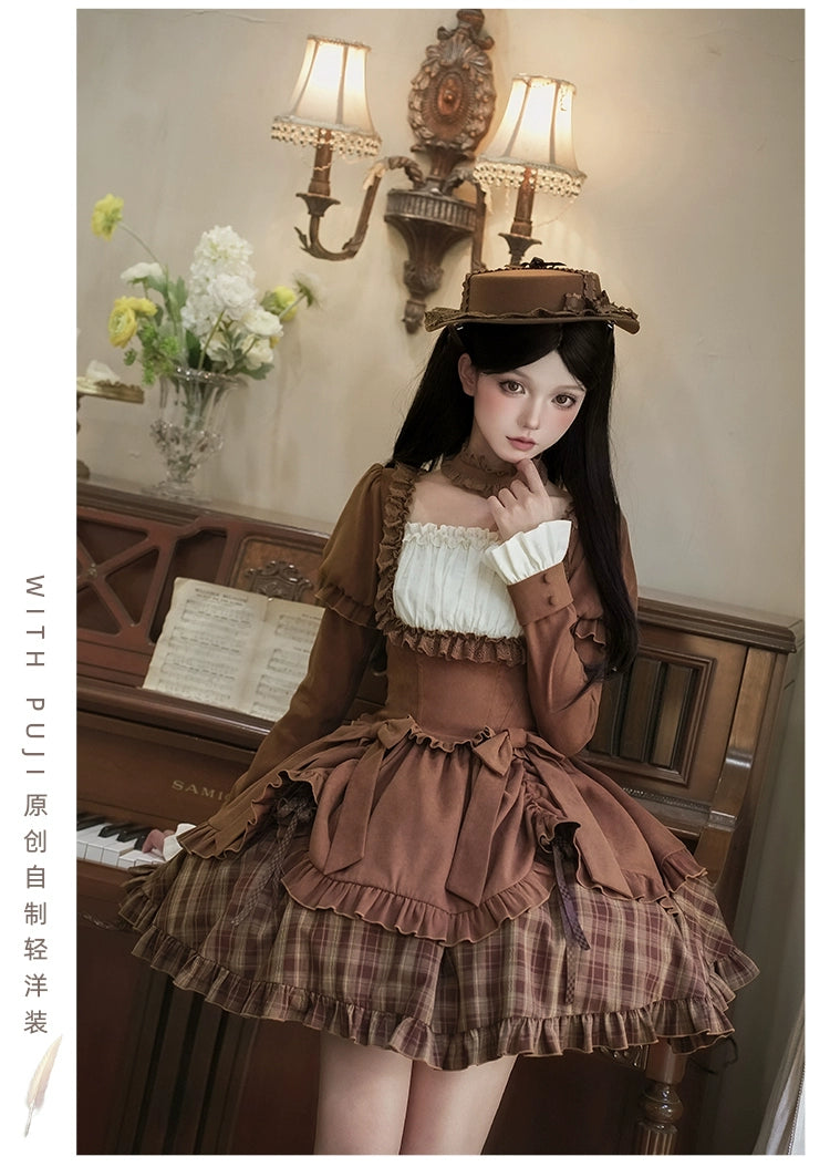 With PUJI - Oak Hymn - Classic Lolita Plaid OP Suit, Side Zipper 43924:791242