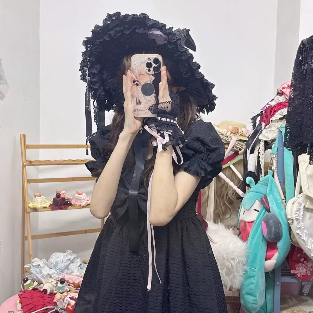 Gothic Lolita Witch Hat with Rose Bow