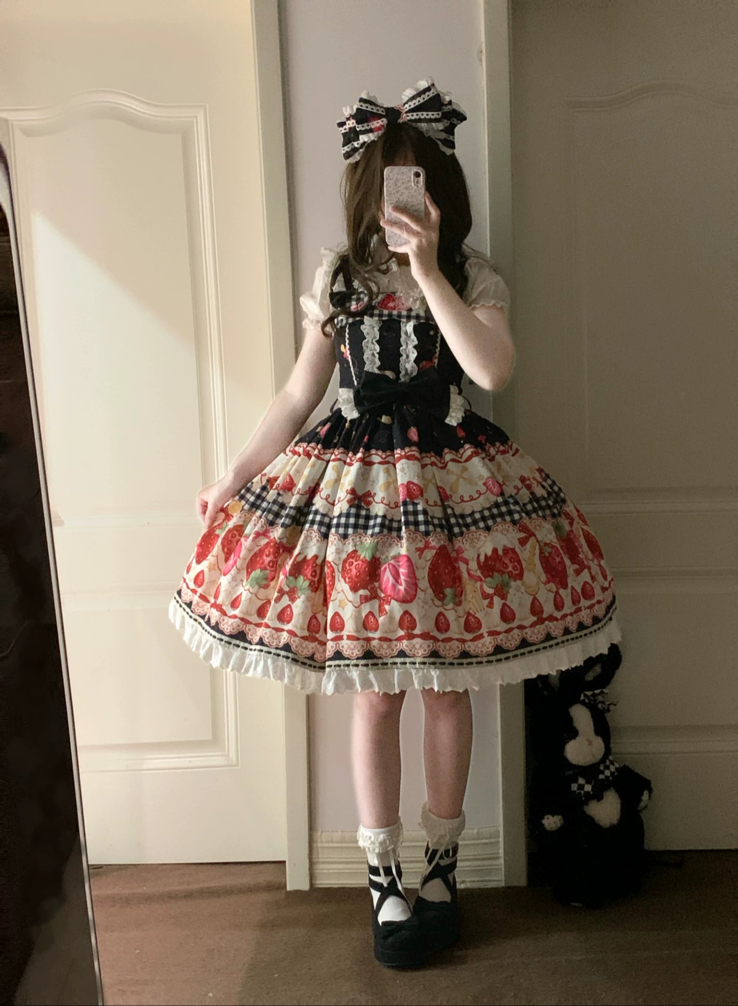 Plaid Strawberry Jam - Sweet Lolita Strawberry Printed JSK Dress 45545:852992