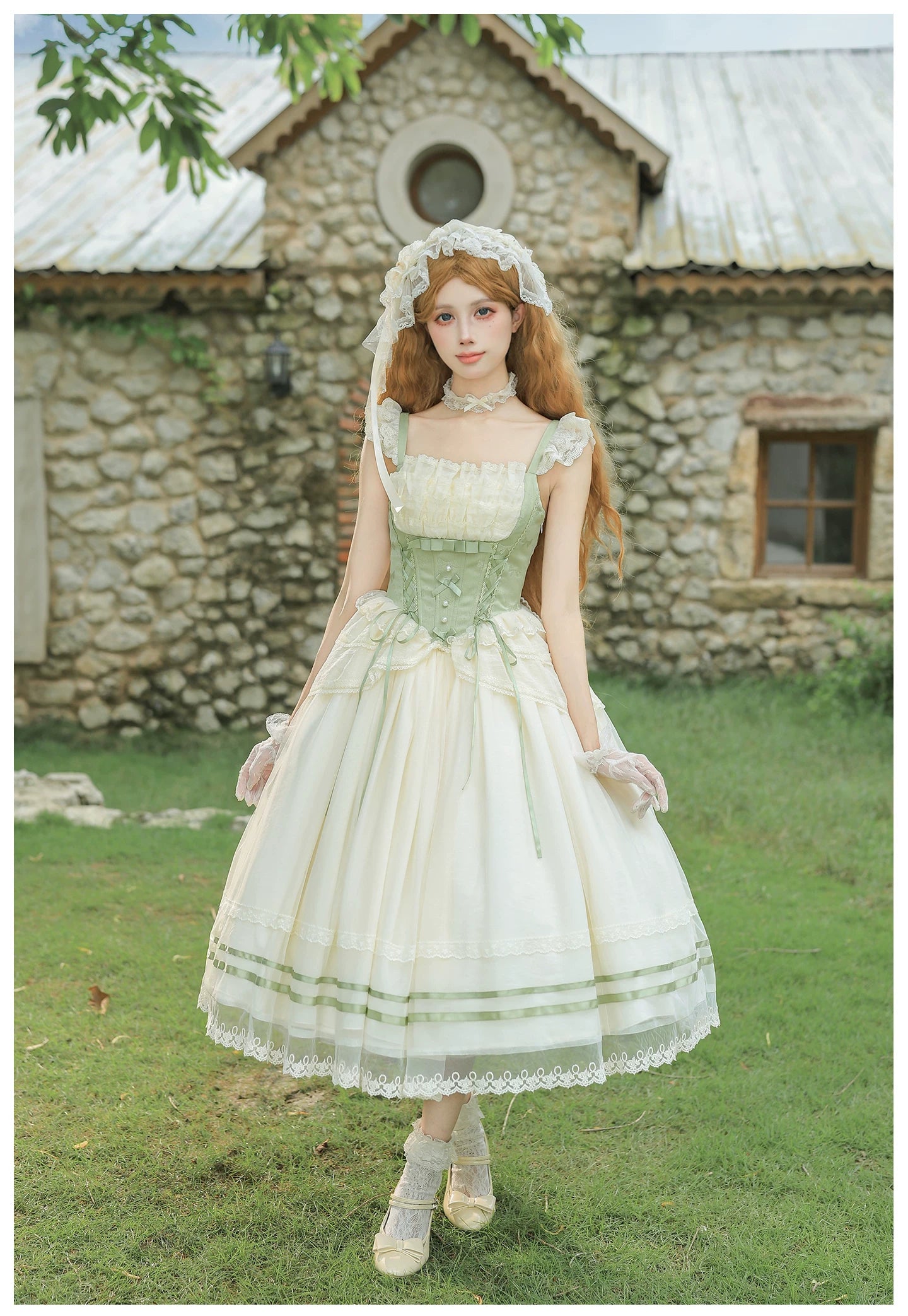 Unfailing - Classic Lolita Bow Jacquard Corset JSK Dress 45632:856681