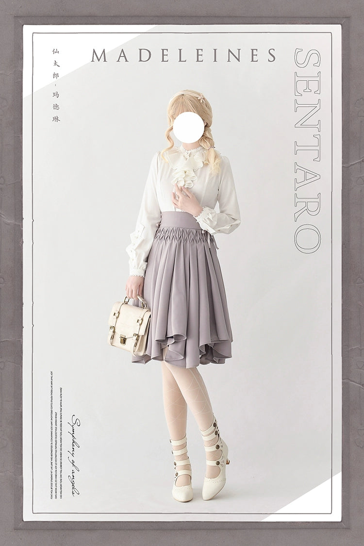 Sentaro~Pleated Irregular Knit Floral Slim Fit Vest and Half Skirt Set 37628:574878