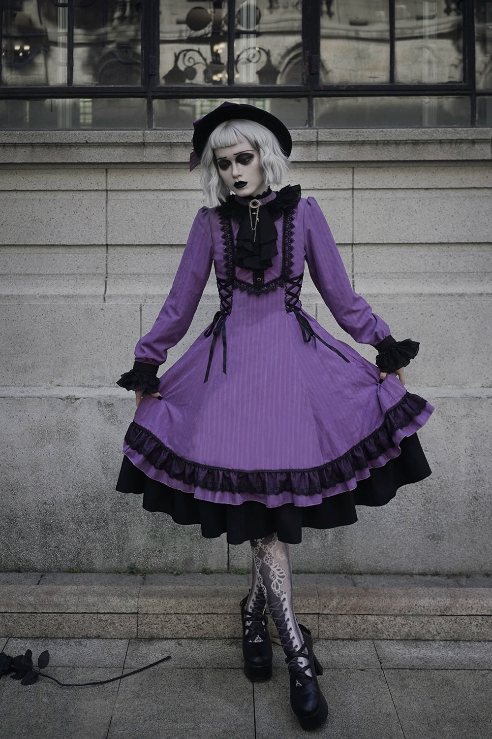 Miss Point - Perintz Manor - Gothic Lolita OP Long Sleeve Retro Lolita Dress 39904:642712