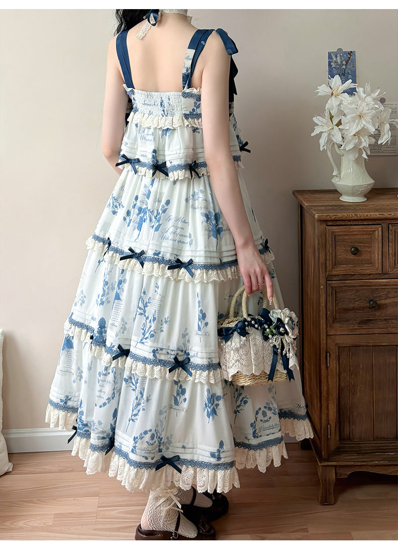 NanShengGe - Mulberry Poem - Country Lolita Printed Dress with Cardigan Set 42513:742844