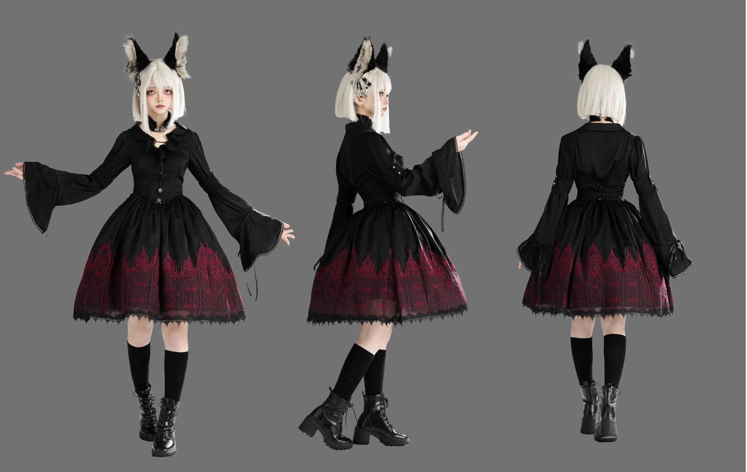 Wuyuzhe~Wolf Hunter~Gothic Lolita SK Set Halter Overskirt Cape Vest (2XL L M S XL) 38718:598956