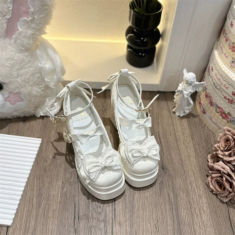 Dreamy Butterfly - Sweet Lolita Round Toe Heel Shoes, Bows & Ruffles 45139:835984