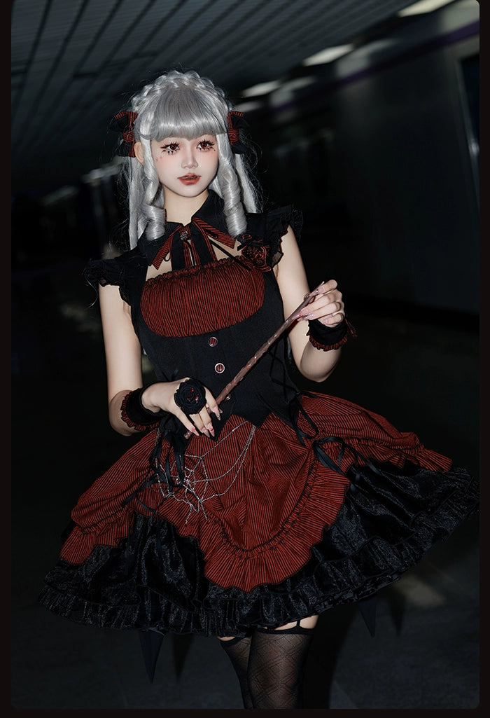 Alice Girl - Lolita Potion - Gothic Lolita Witch Hat and Striped Side Clips