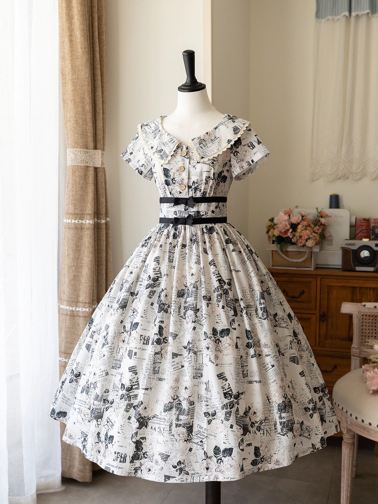 Forest Holiday - Vintage Classic Lolita Newspaper Printed OP Dress 45505:850750
