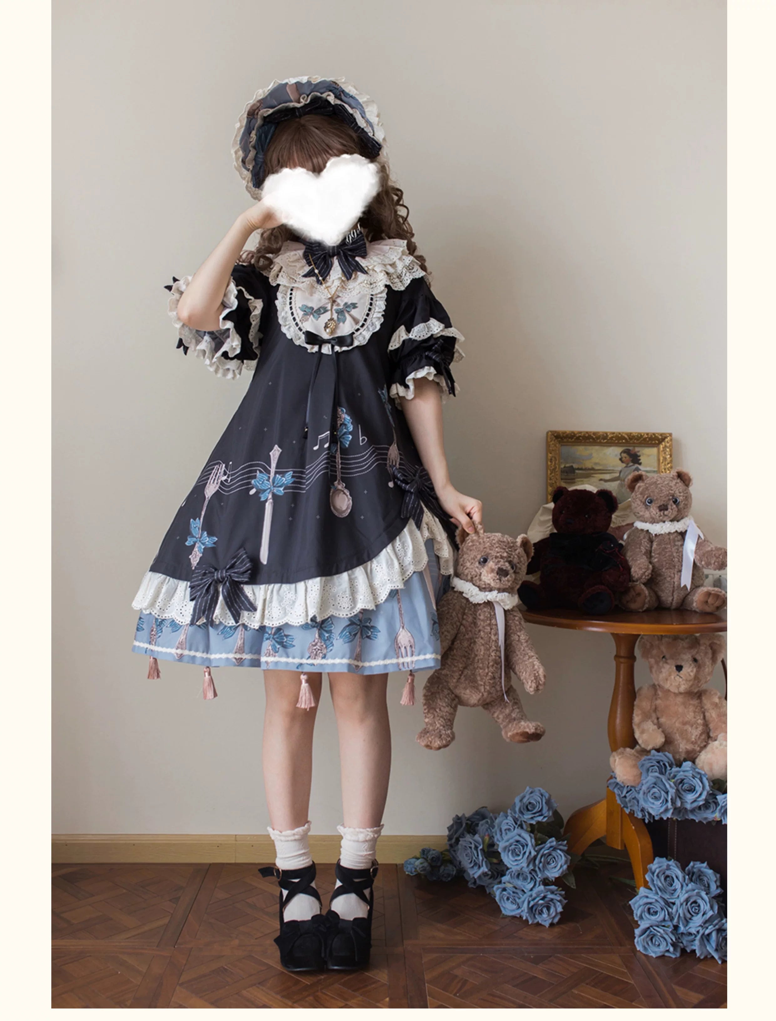 Witch's Banquet - Printed Doll-like Sweet Lolita OP, Apron-like Front 44634:816892