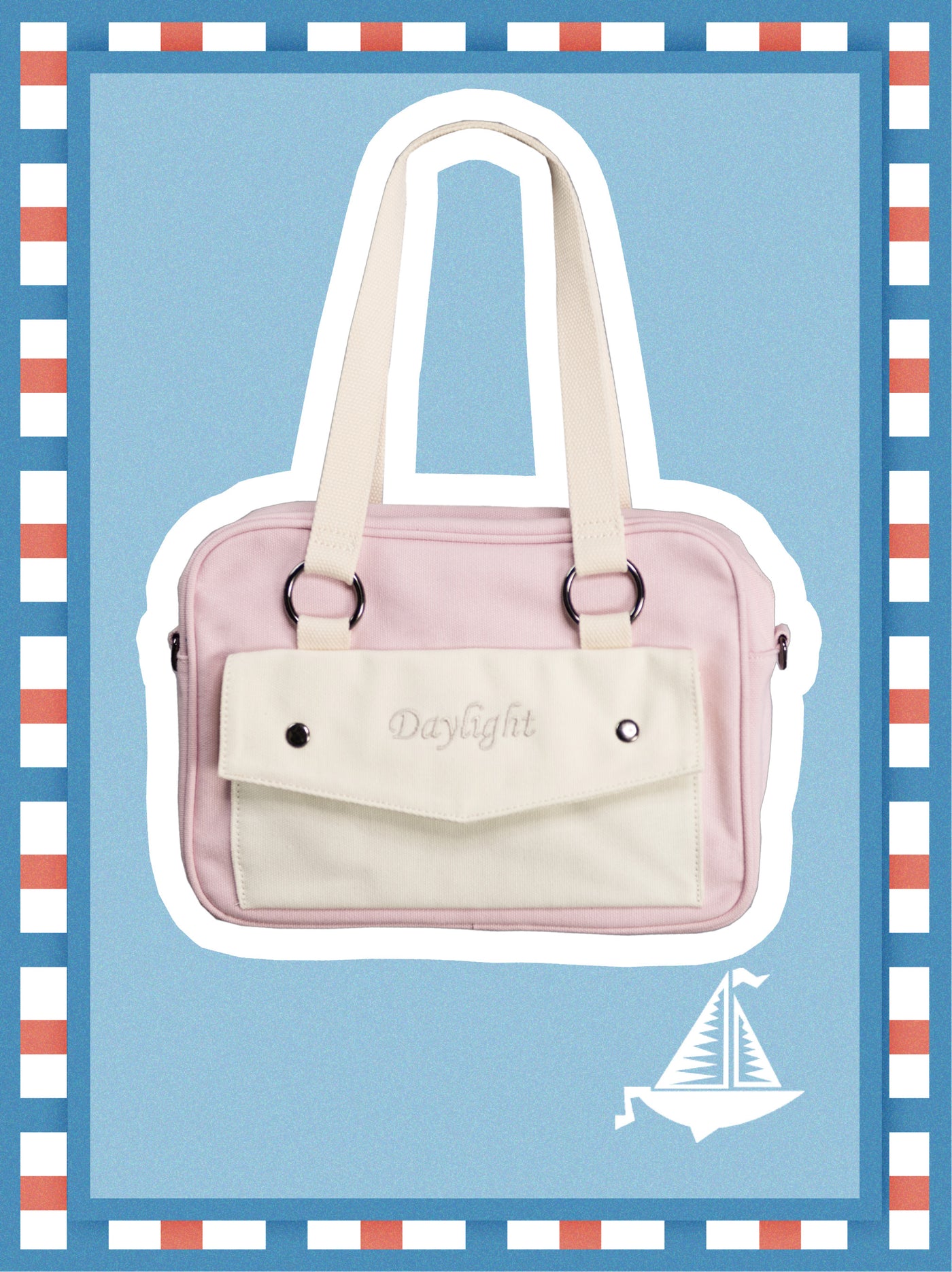 Daylight~Casual Lolita Canvas Bag Multicolor pink-white  