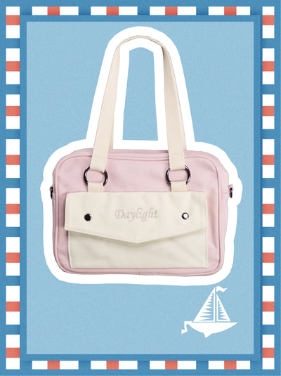 Daylight~Casual Lolita Canvas Bag Multicolor pink-white  