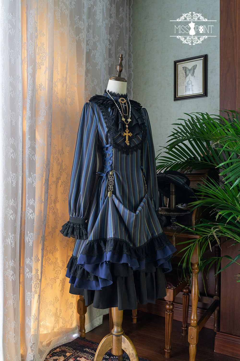 Miss Point - Perintz Manor - Gothic Lolita OP Long Sleeve Retro Lolita Dress 39904:642792