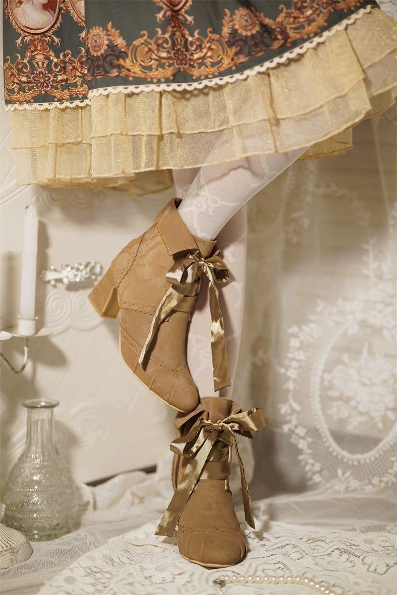 MR.Qiutian - Lady Incognita - Retro Lolita Ankle Boots, Size Zipper 44240:800731