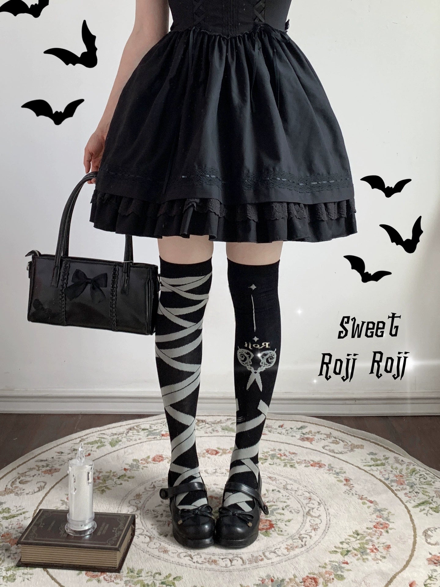 Roji Roji - Gothic Lolita Over-Knee Socks, Scissors Print 44190:798322