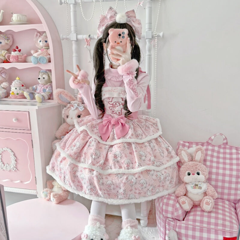 Suiyi - Whimsy Lamb - Pluff Kawaii Lolita JSK, Lamb Print and Embroidery (L M S) 44266:801572