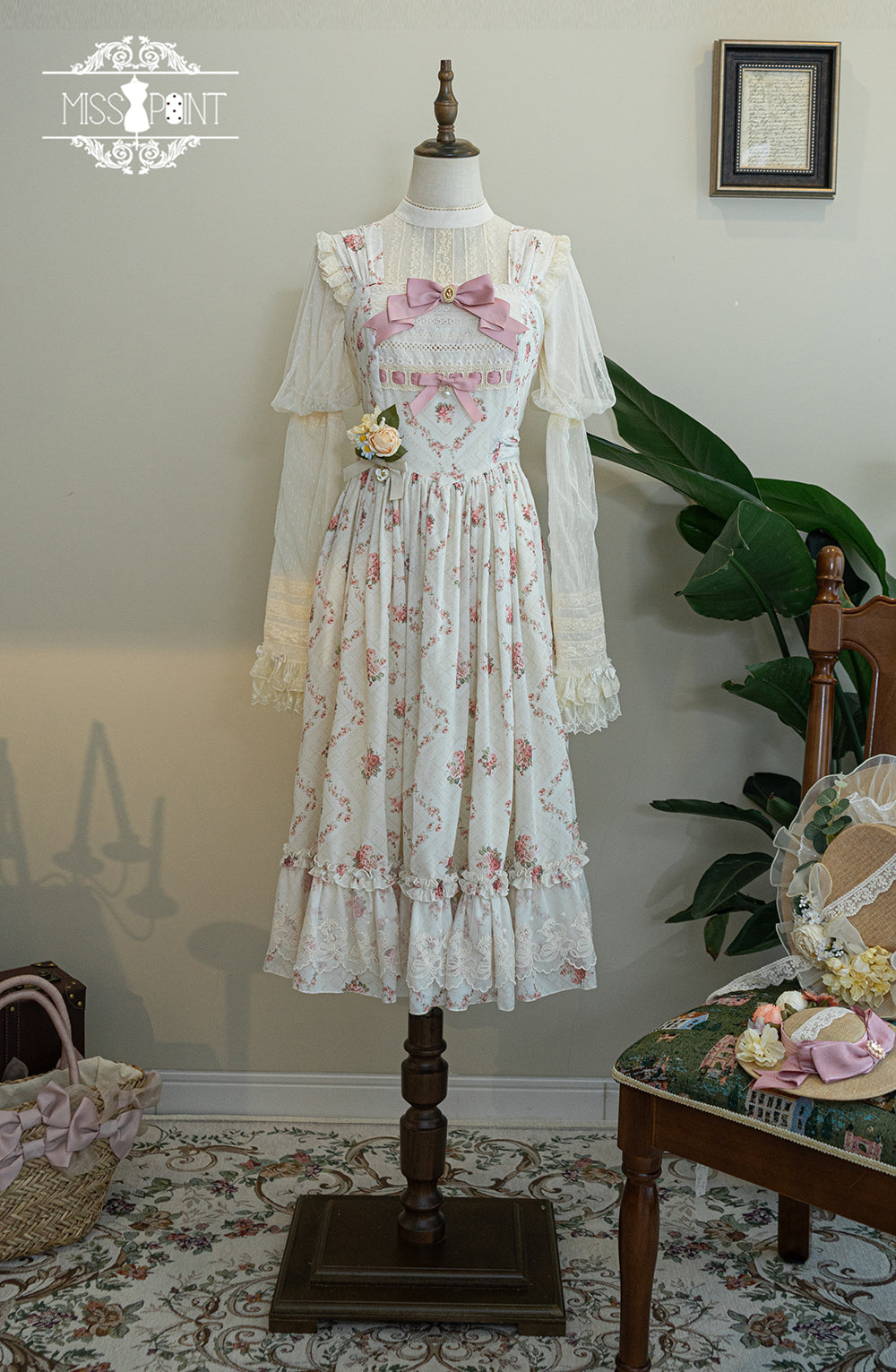 Miss Point~Customized Wood Rose 2.0 Elegant Vintage Jumper Dress 21392:302666