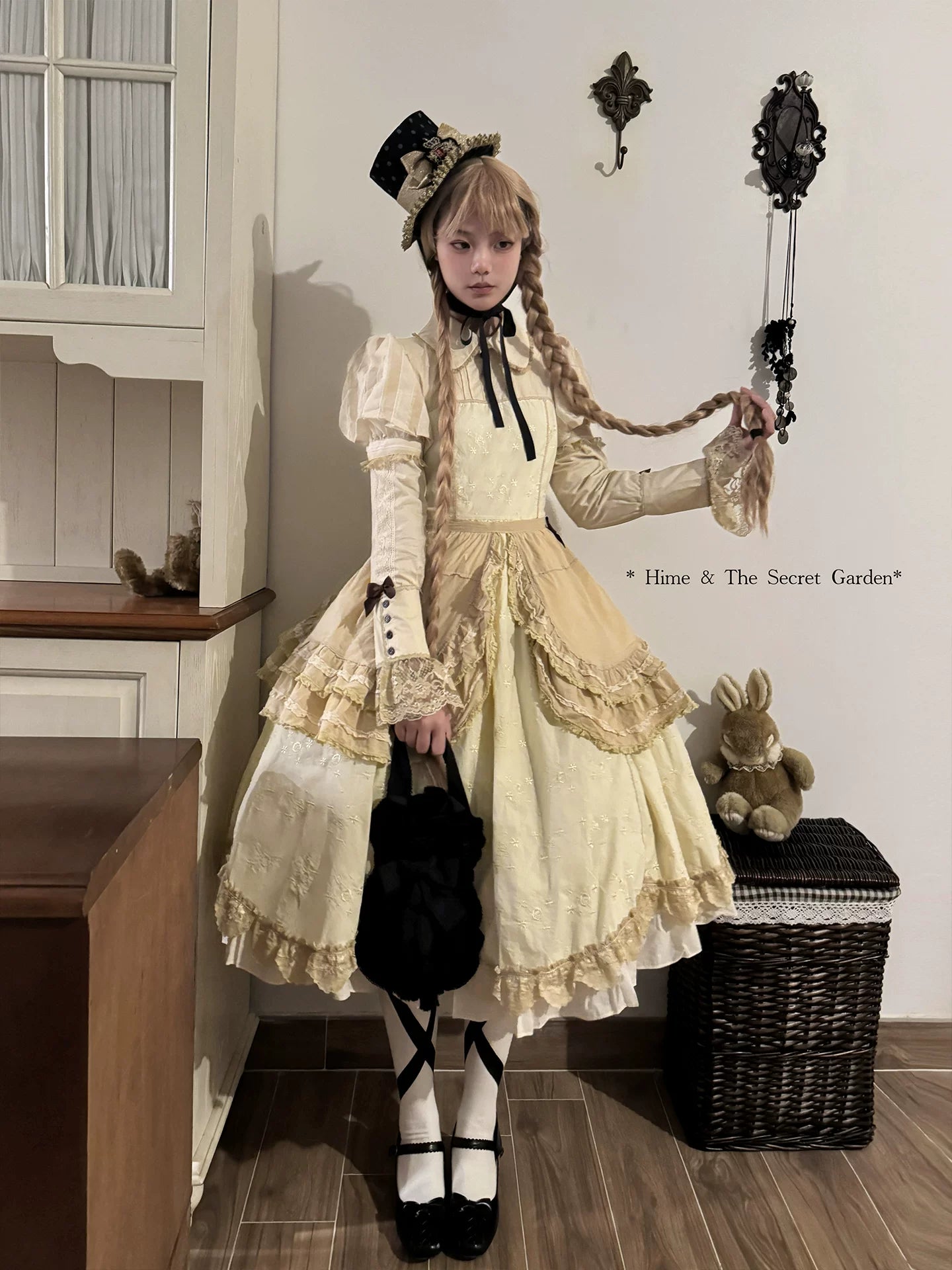 Wild Lotus Collection - Cotton Old School Lolita Dress, Floral Print 45395:850777