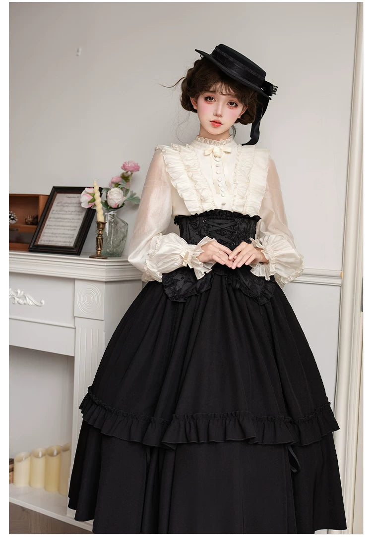 Blake - Boning Gothic Lolita Mermaid Skirt, Lifted-hem SK