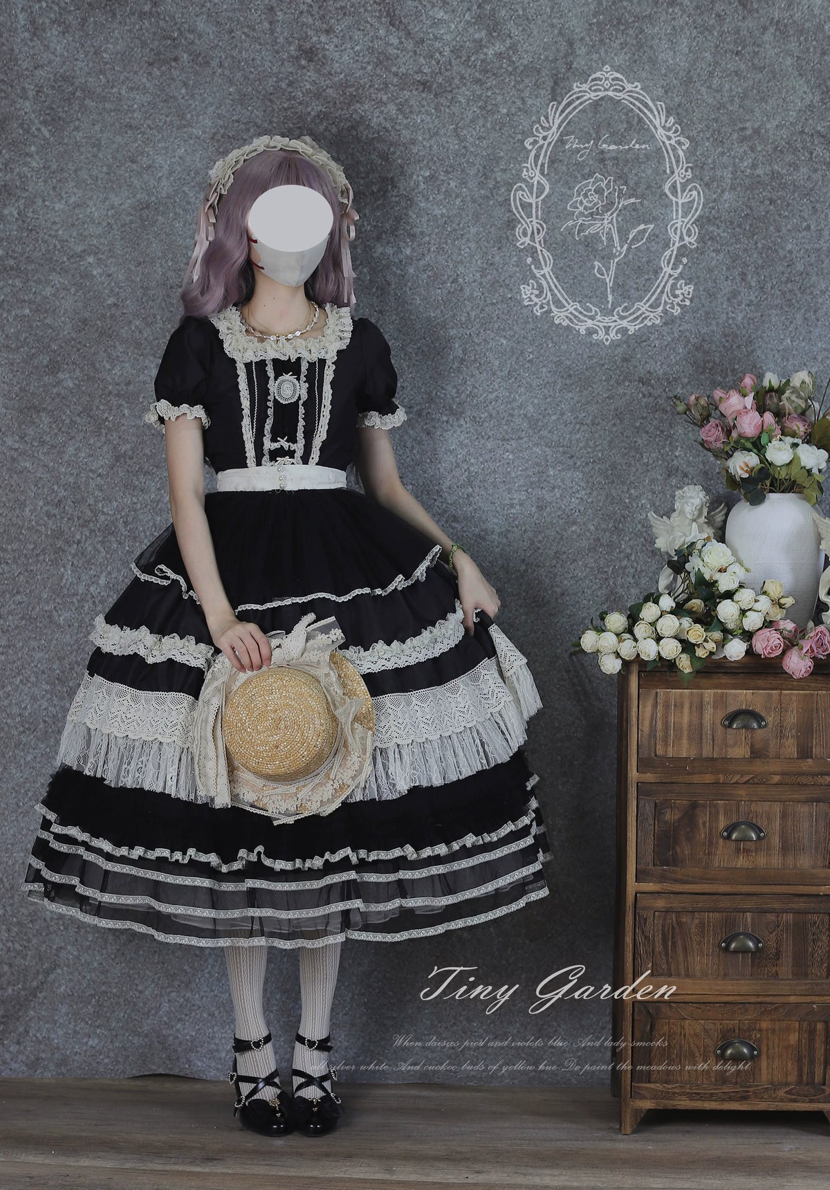 Garden Jardin - Cotton Classic Lolita OP Dress With Tiered Ruffles 45927:868630