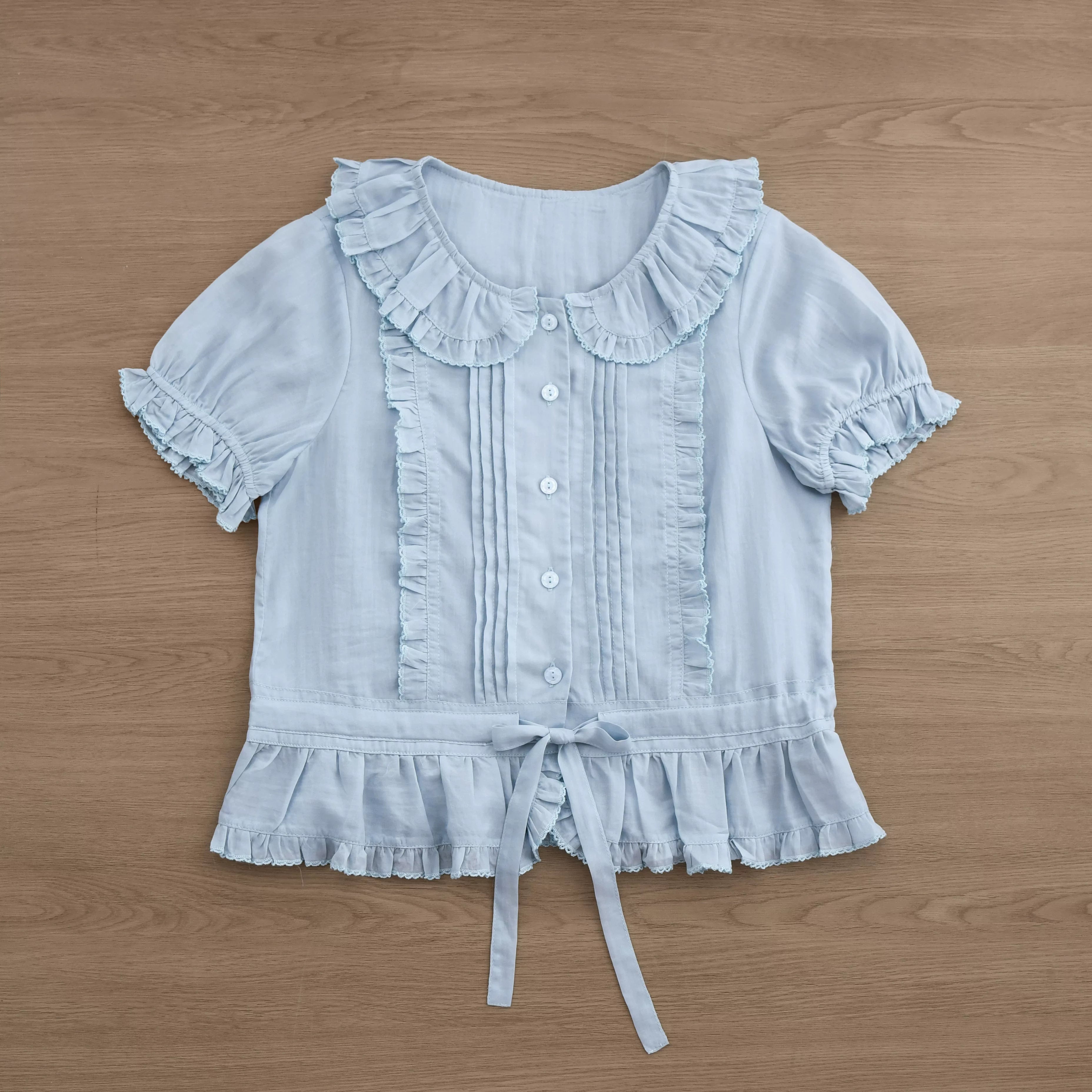 EverSpring - Short Sleeve Sweet Lolita Shirt, Peter Pan Collar (2XL L M S XL) 44735:820636