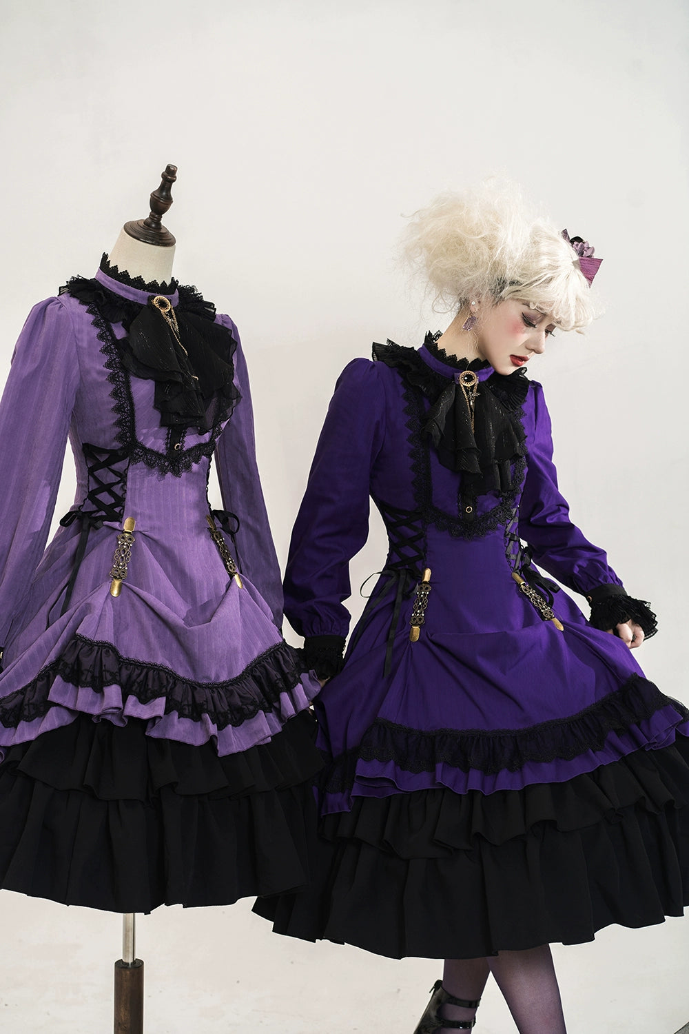 Miss Point - Perintz Manor - Gothic Lolita OP Long Sleeve Retro Lolita Dress 39904:642800
