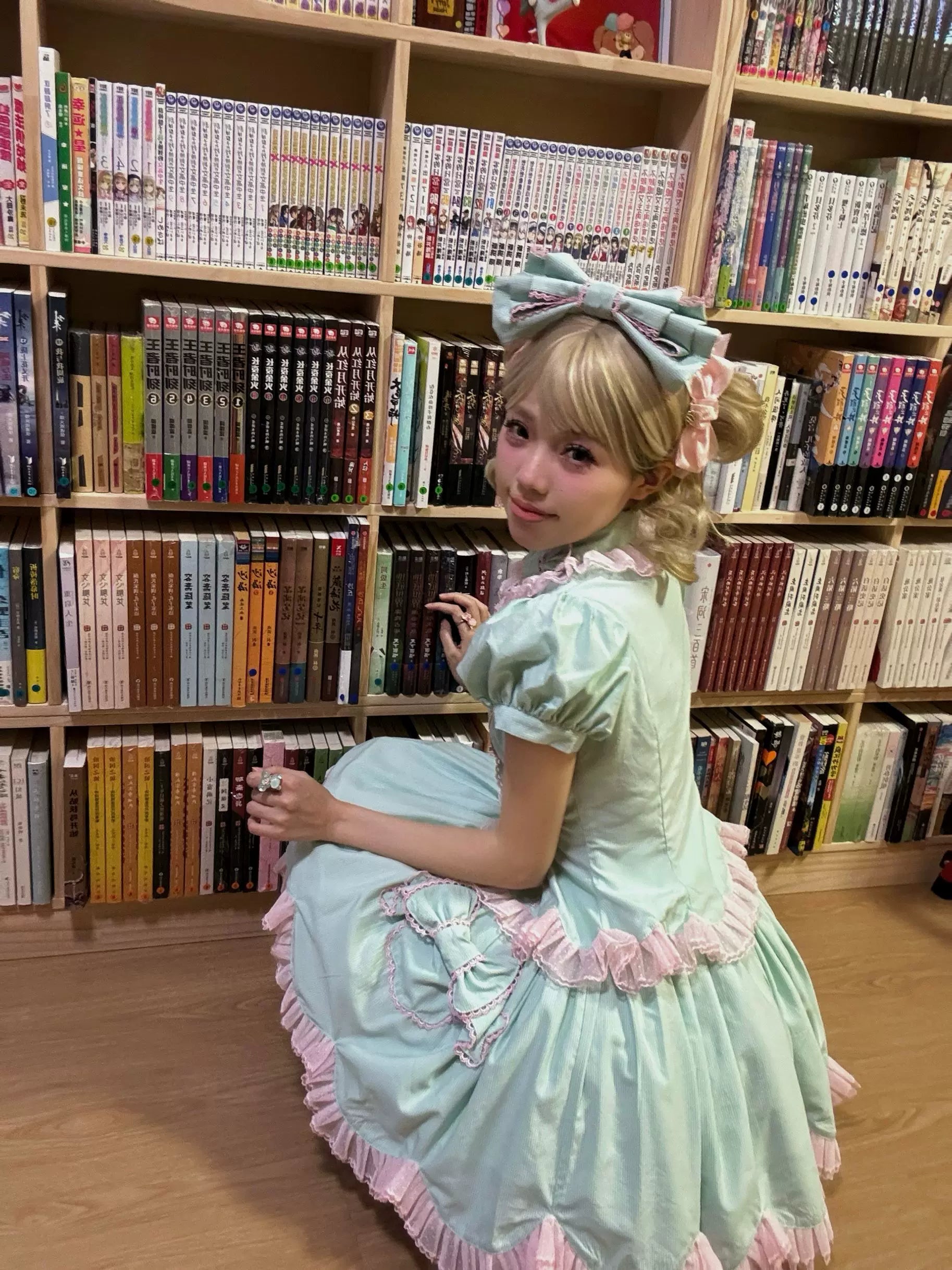 Summer Soda - Old School Lolita Mint Green SK Suit, Petal Hem & Bow