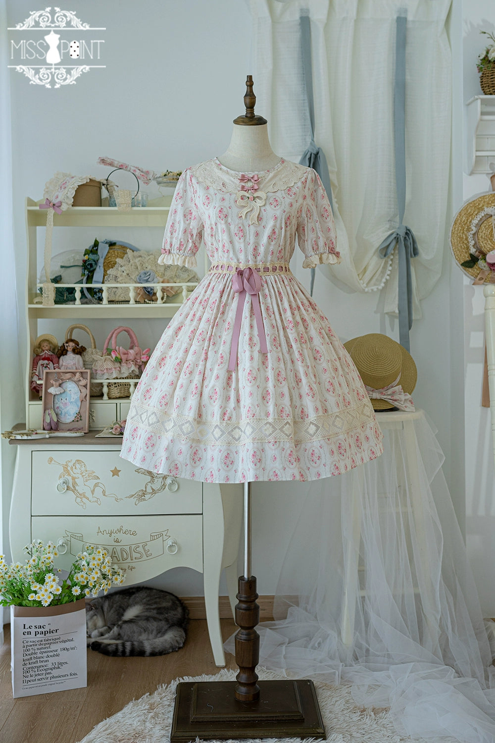 Miss Point~Customized Elegant Lolita OP Dress Cute Daily Girl Short Lolita Dress 35670:519668