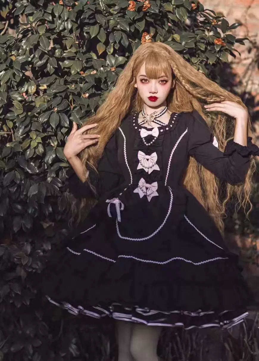 (BFM)Catlow Rabbit~Black Lolita Doll OP/JSK with Adjustable Elasticity 33540:431834