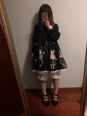 Cotton Lolita Long Bloomers, Multi-Layer Ruffle Lace Trim 45929:868717