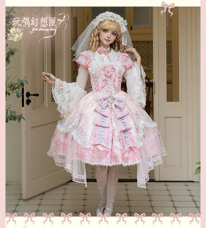 YingLuoFu - Doll Fantasy Box - Sweet Lolita JSK Dress & Tulle Blouse Set 44261:801495