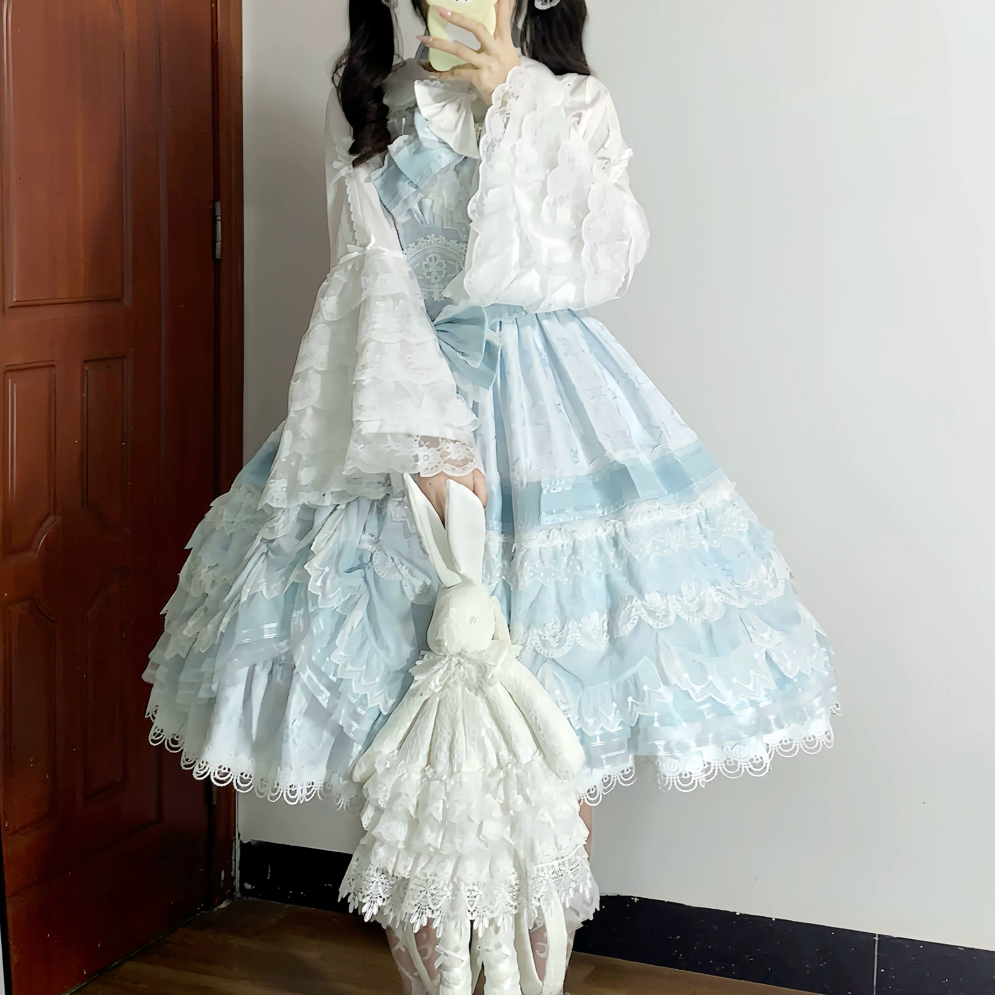 Fermented Milk Puff - Slim Fit Sweet Lolita Shirt, Hime Sleeve