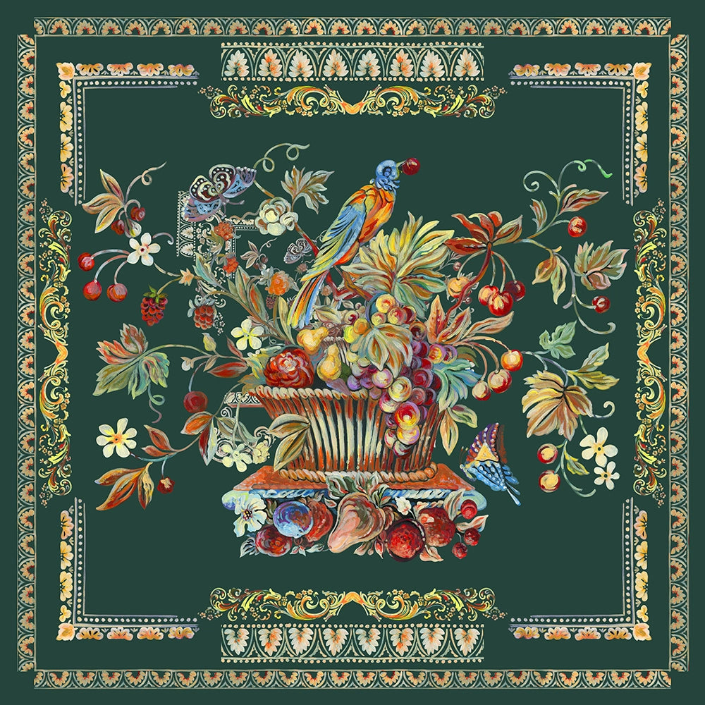 Miss Point - Praise of Abundance - Country Lolita Print Accessories Square Headscarf (pine green) - Not Sold Separately