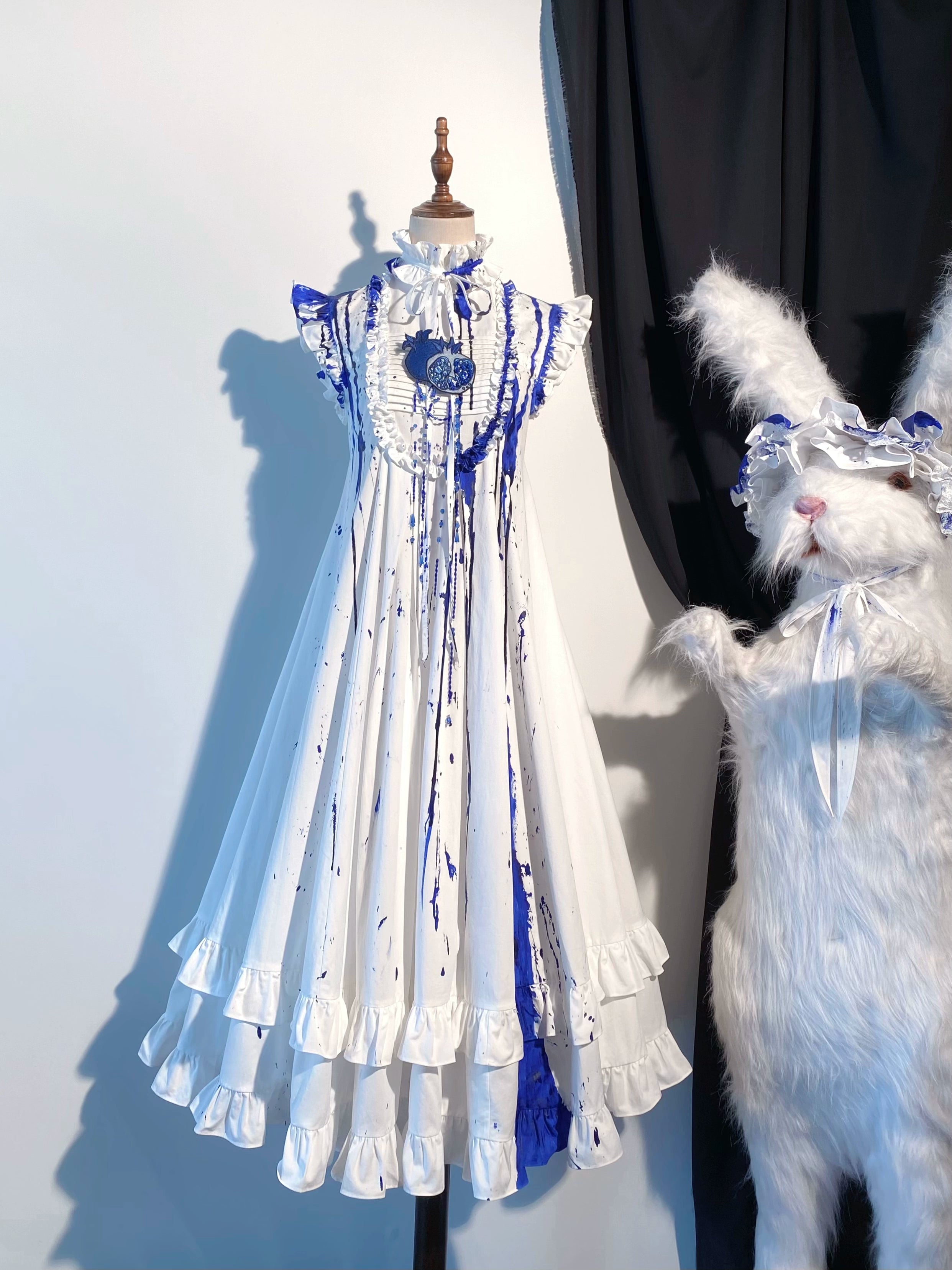 Flower Messenger - Dream & Slumber - Gothic Lolita Blood Print Dress, Detachable Sleeves (2XL L M S XL) 44356:805268