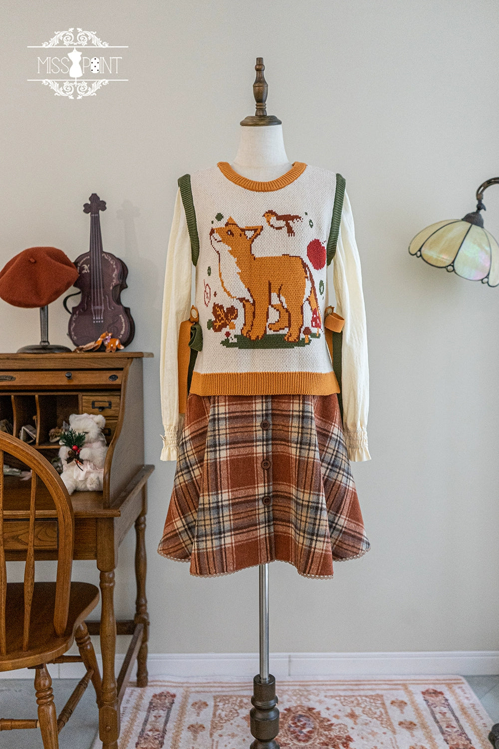 Miss Point~Fat Fox in the Forest~Kawaii Lolita Vest Customized Lolita Sweater 37100:550824