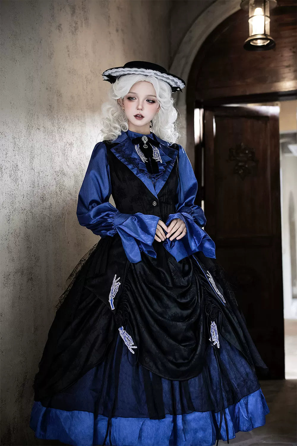 Moonnight Return - Gothic Lolita Long Vest, Embroidered Collar 44582:813840