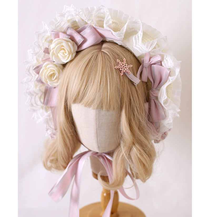 Sweet Lolita Pink Headdress Pink Handmade Christmas Accessories 42Lolita