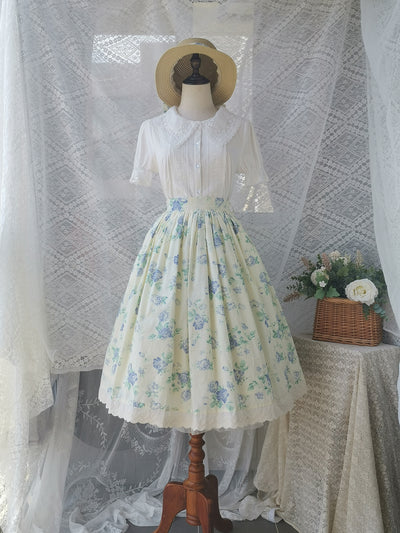 (Buyforme)Miss Point~Customized Vintage Sweet Elegant Rose Skirt XS blue rose 