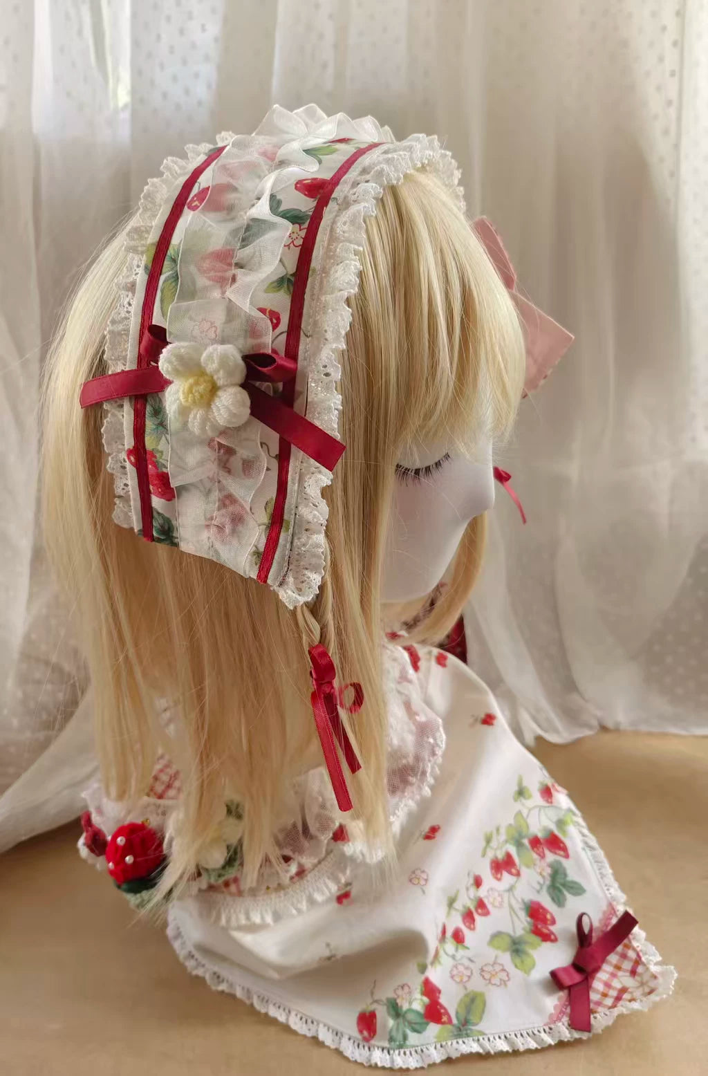 Cranberry and Lucky Clover - Cotton Sweet Lolita JSK Dress, Strawberry and Floral Print 45296:846328