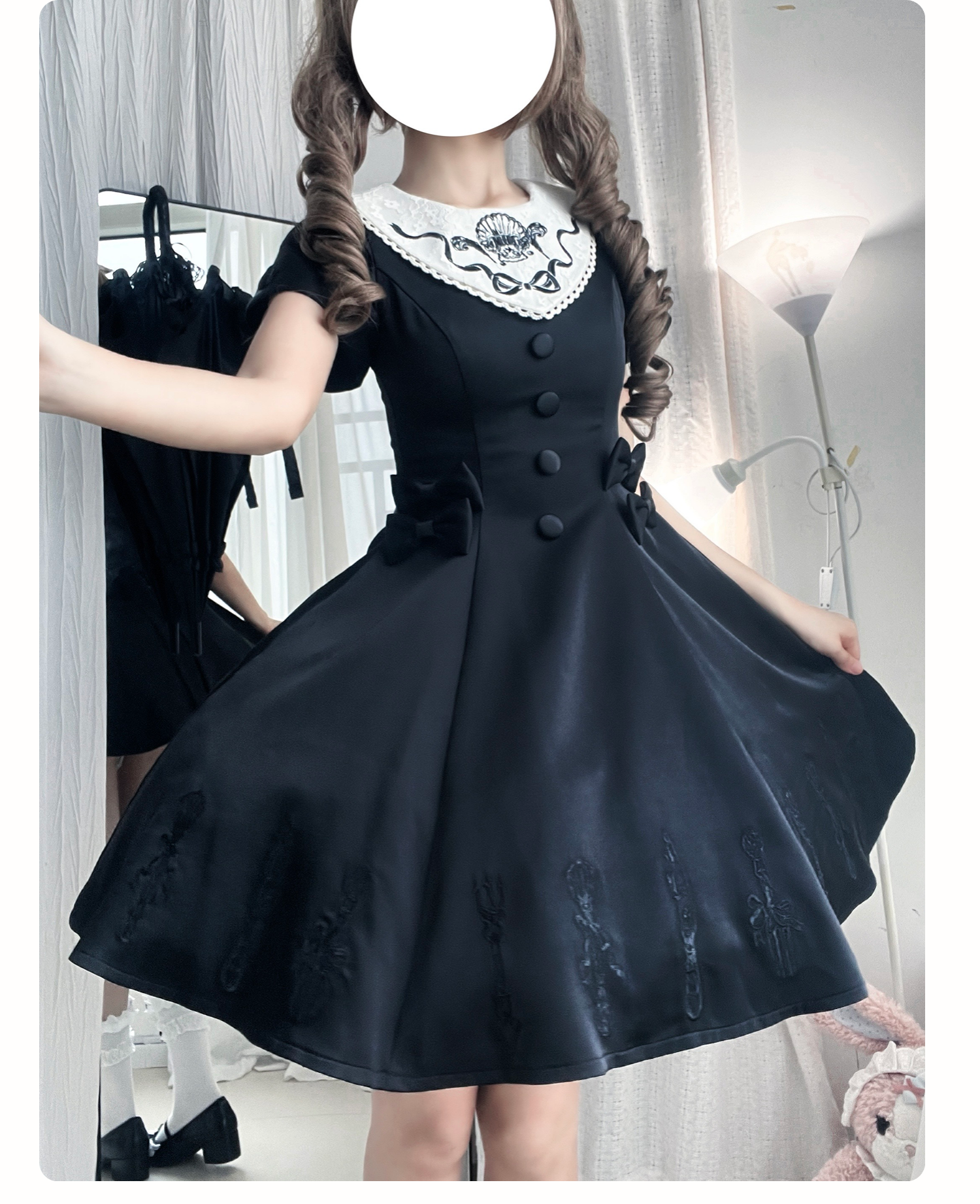 Silent Dinner - Gothic Lolita Six-Panel OP Dress with Cutlery Embroidery 45669:857742